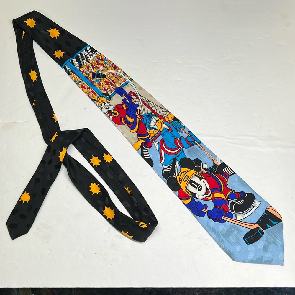 Mickey goofy hockey 100% silk tie sports necktie colorful cartoon characters
